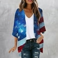 thumbnail image 2 of lcziwo Wamen Plus Size Shawl with Sleeves 4th of July American Flag Print Kimonos Cardigan Casual 3/4 Sleeve Cover Up Chiffon Cardigans Summer Tops Multicolor XXXXL Lightning Sales of Today, 2 of 6