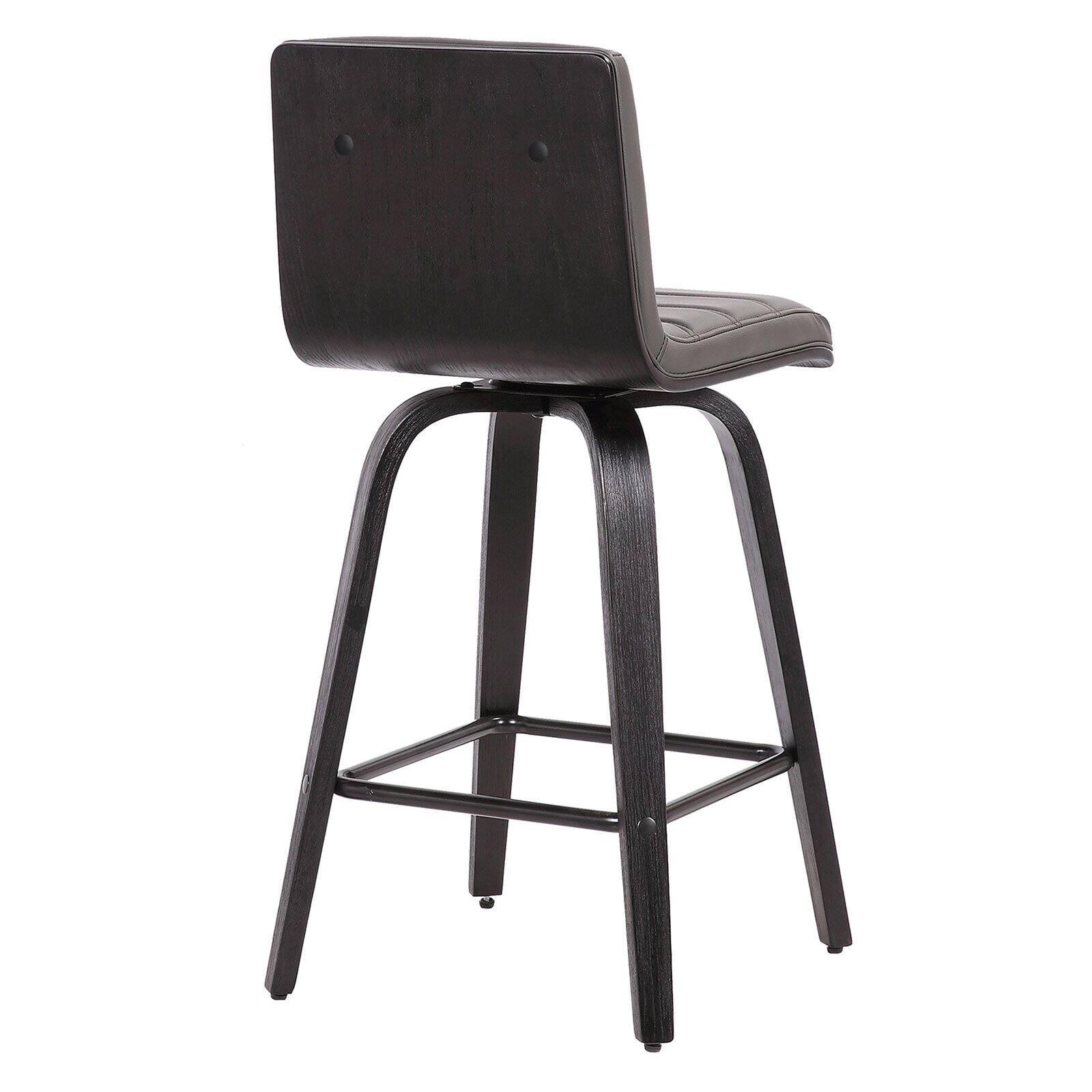 Vienna 26" Swivel Counter Stool in Black Wood Finish with Gray Faux Leather