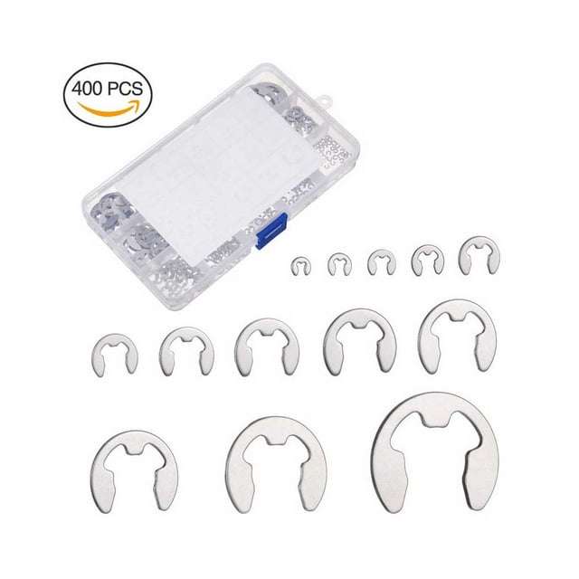 400 Pcs/ensemble E-clip avec Rangement, Boîte à Clip Multi-Usage, Anneau de Retenue Externe, Clips de Remplacement Détachables