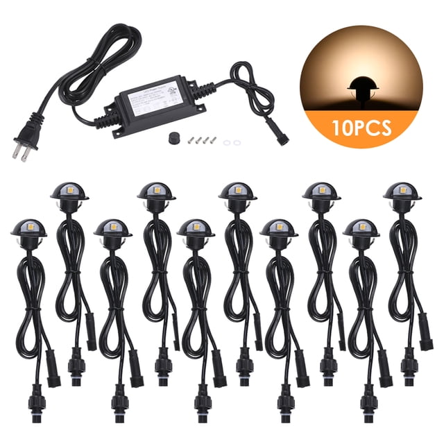 10 Pack 35mm LED Deck Light Set 4W 100LM SMD 5050 Small Recessed Underground IP67 Waterproof Spotlight Kit for Outdoor Landscape Garden Patio Path Floor Staircase Decoration