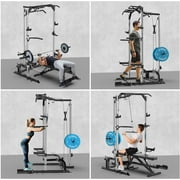 Lmdex Power Cage Power Rack with LAT Pulldown Workout Cage Dip Handles Cable Pulley SystemSquat Rack for Home Gym