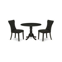 East West Furniture Dining Room Set Black, DLGA3-BLK-24