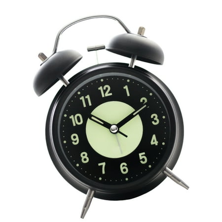 Twin Bells Bedroom Alarm Clock Large Green Glowing Dials Nightlight Feature Loud Wake Up Sound Desk Clock for