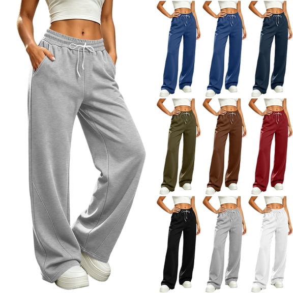 POROPL Sweatpants for Women,High Waisted Wide Leg Pants Loose Fit Drawstring Lounge Athletic Pants