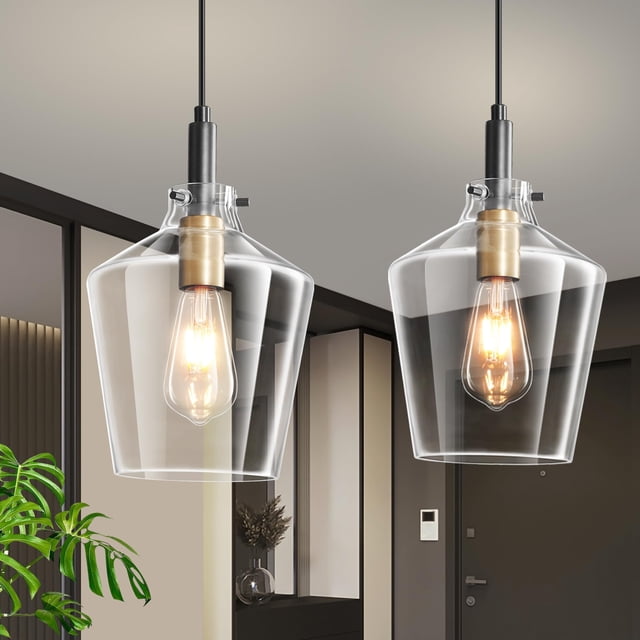 Lámpara colgante Vaziden Modern Glass para cocina, paquete de 2