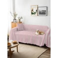 thumbnail image 3 of Pink Striped Couch Cover for 2 Cushion Couch, Modern Simple Farmhouse Beige Vintage Washable Love Seat Sofa Covers Slipcover, Throw Sofa Covers for Pets, Furniture Protector 71"x102", 3 of 9