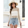 thumbnail image 4 of longantii Women Sheer Poncho Top Lightweight Knit Mesh Beach Cover Up, Summer Poncho Shirt Shawl for Vacation Festival Outfits Beige S, 4 of 7