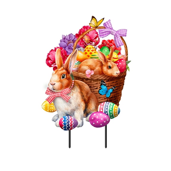 Briarwood Lane Bunnies and Basket Metal Art