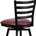 thumbnail image 6 of BizChair Black Ladder Back Swivel Metal Barstool - Burgundy Vinyl Seat, 6 of 11