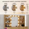 thumbnail image 4 of Noble House 7-Drawer Vanity Desk with Power Outlet & Glass Top,Fluted Design with 10 LED Lights Mirror & Chair,Natural, 4 of 12