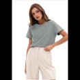 thumbnail image 1 of Camisetas de Corta Extragrandes para Mujer, Cuello Redondo, Holgadas, para Hacer Ejercicio, Informales, de Verano, de Algodón, Color Ceniza, Talla M, 1 of 8