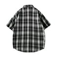thumbnail image 3 of Mens Summer Plaid Shirt Short Sleeve Button Down Cardigan Casual Loose Fit Lapel Tops with Pocket, 3 of 3