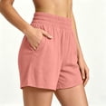 thumbnail image 5 of Pounoo Women's Shorts Elastic Waist Solid Color Casual Loungewear Bottoms Summer Home Style Lightweight Relaxed Fit Gift, 5 of 8