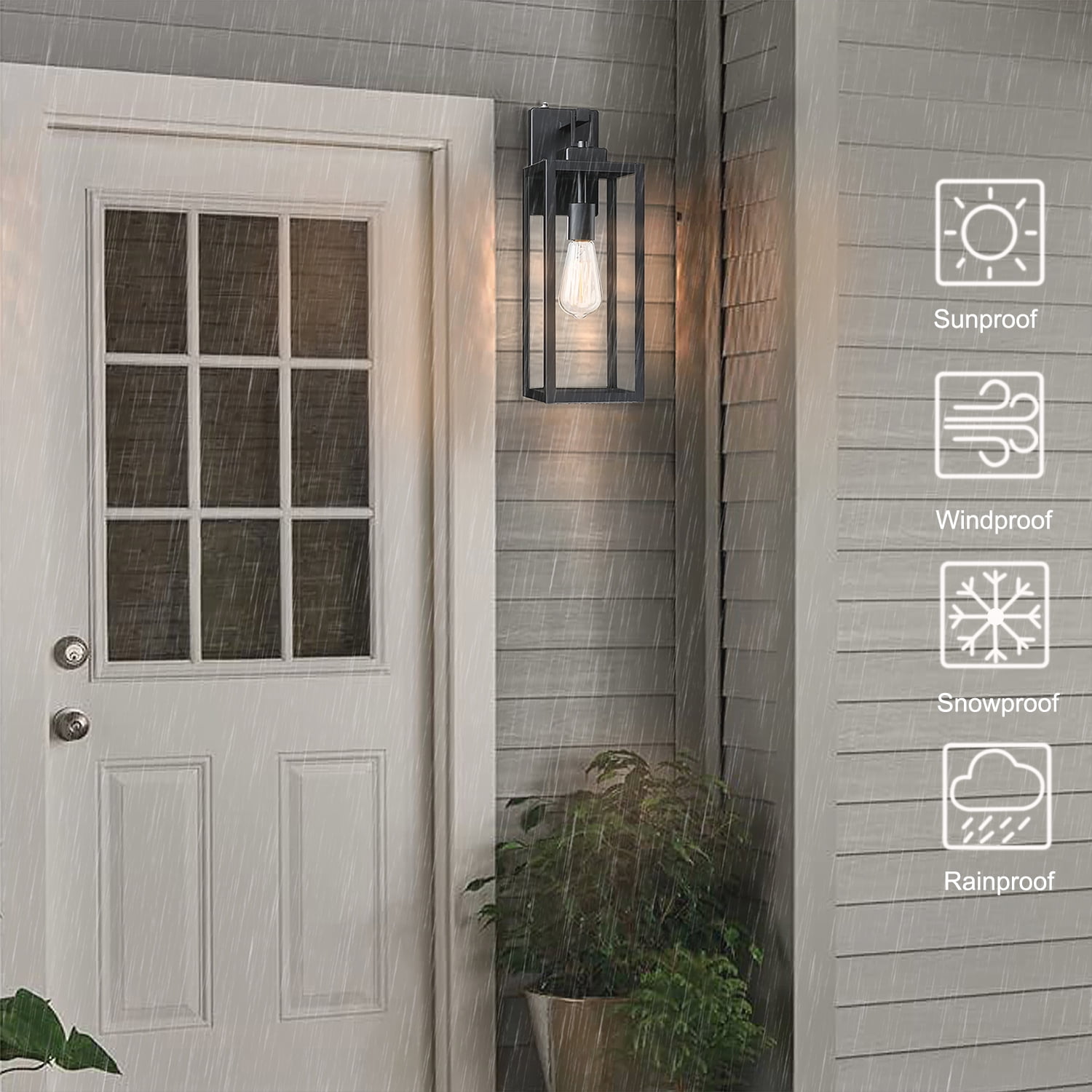 18" Outdoor Wall Light Dusk to Dawn Outdoor Lighting Porch Light Fixture with Clear Glass Shade