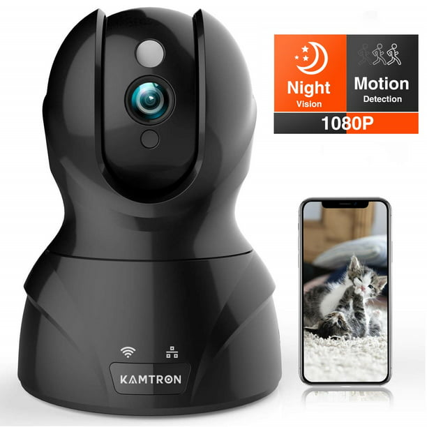 Security Camera Wireless WiFi Baby Monitor with Two-way Audio - KAMTRON  1080P HD WiFi Security Surveillance IP Camera, Black - Walmart.com