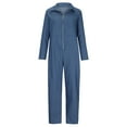 thumbnail image 4 of Odeerbi Women Jumpsuit Rompers Overalls Trendy Summer Solid 2025 Casual Long Sleeve Zipper Suspender Jumpsuit Blue, 4 of 8
