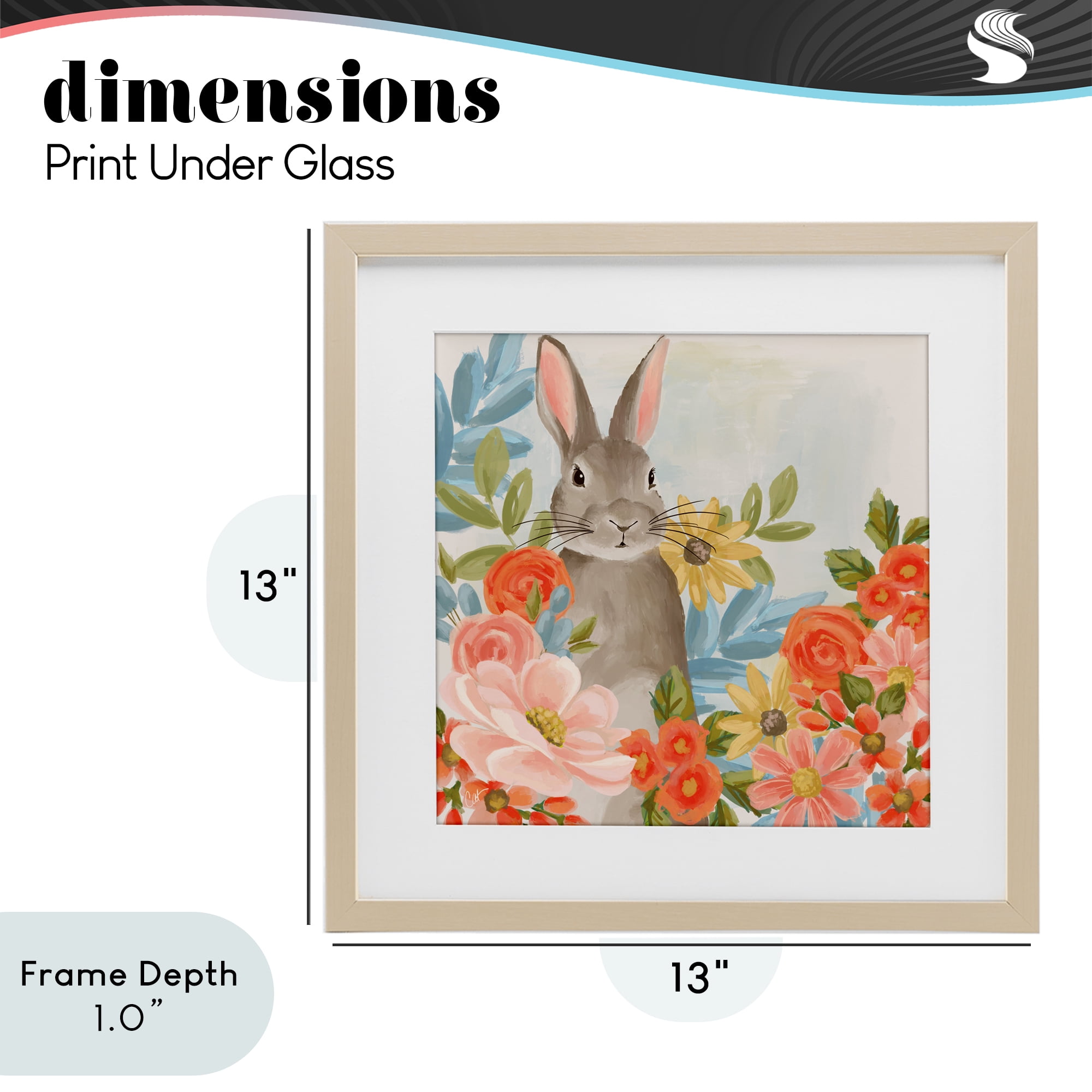 Stupell Industries Bunny Among The Blooms Birch Framed Print Under Glass, design by Cat Thurman Designs