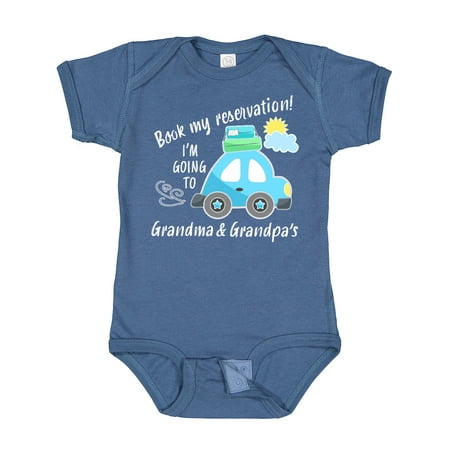 

Inktastic Book My Reservation! I m Going to Grandma and Grandpa s Gift Baby Boy or Baby Girl Bodysuit