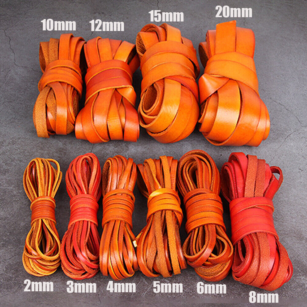 16FT Flat Cow Leather Cord Lace Rope Weave String For Necklace Bracelet Bag 1 Roll