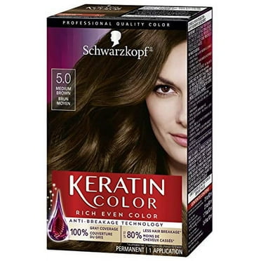 Schwarzkopf Keratin color permanent hair color cream, 5.0 medium brown
