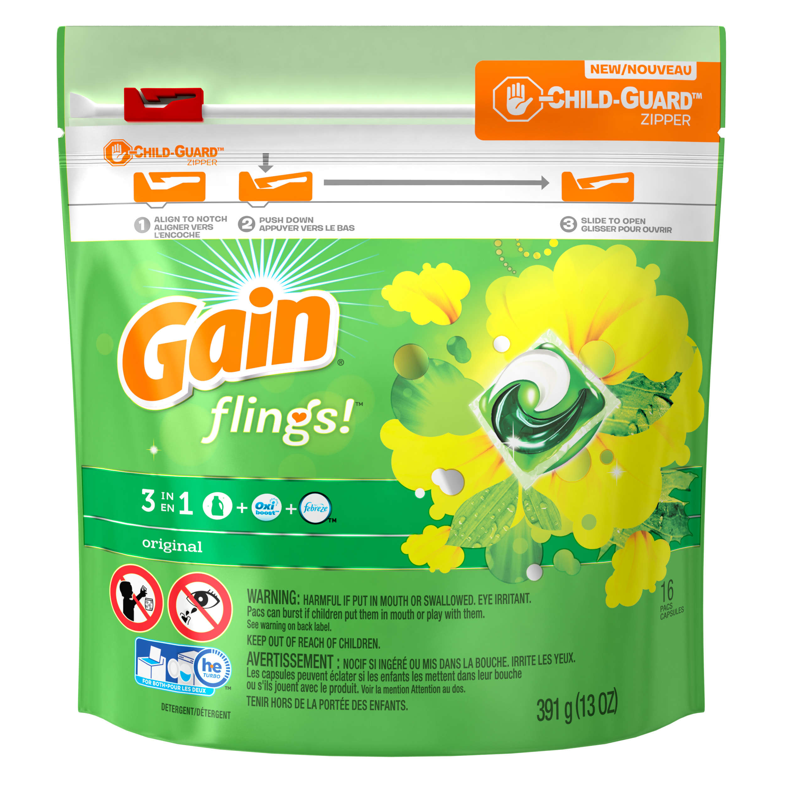 Gain Flings Laundry Detergent Pacs, Original Scent, 16 Count photo 3