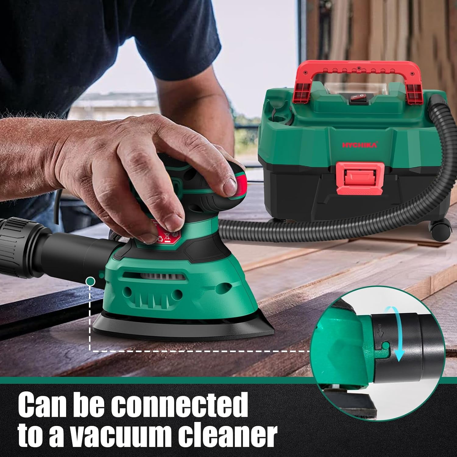 HYCHIKA Detail Sander, 13,000 Opm 1.2A Electric，with 12 Sandpapers & Dust Collection for Sanding & Polishing