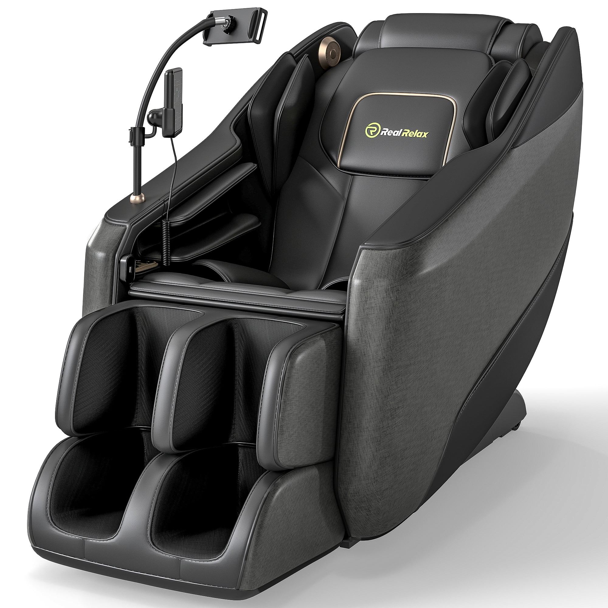 Real Relax Electric Massage Chair, Zero Gravity Full Body Massage Recliner Chair with 10 Fixed Rollers, Touch Screen Controller, Black