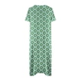 thumbnail image 4 of DeHolifer Women Dress V-Neck Button Geometry Print Short Sleeve Summer Casual Loose Dress with Pocket Green M, 4 of 4