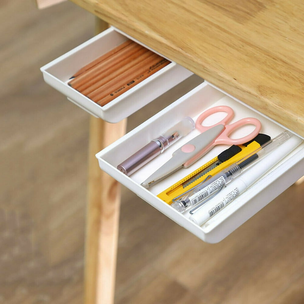 Under-Desk Table Drawer Tray Pencil Organizer Drawer Storage Box Self