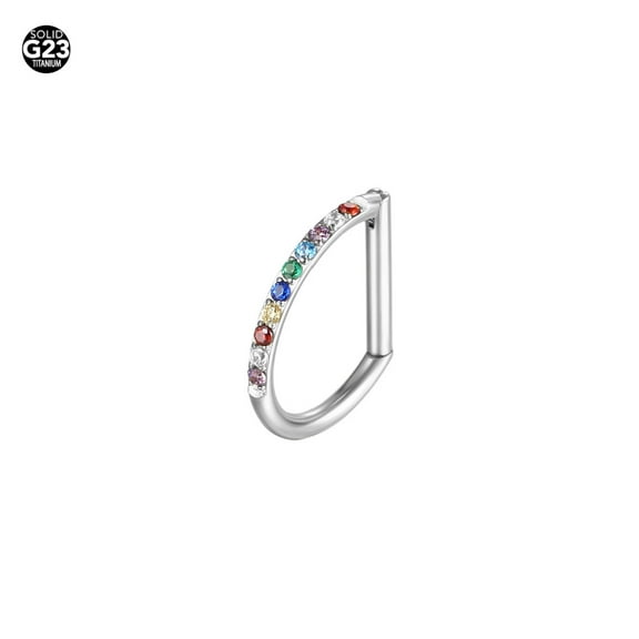 APIPEE Titanium Micro Cubic Zirconia Hinged Nose Hoop Ring Body Jewelry Unisex
