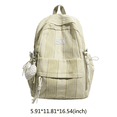 thumbnail image 2 of Plaid Stripe School Backpack, Waterproof Laptop Backpack with Pendant, Nylon Lightweight Bag for Travel Work College, Green, 2 of 7