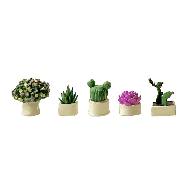 Maceta de bonsái en miniatura a escala 1:64, juguete de micropaisaje para jardín infantil, decoración de plantas en maceta para casa de muñecas de beige