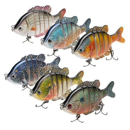 Bassdash SwimPanfish Multi Jointed Panfish Bluegill Swimbaits Hard Topwater Bass Lures Fishing Lure Crank Saltwater 3.5in/0.85oz Pack of 6 Colors