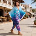thumbnail image 4 of Xixirimido Sea Turtle Floral Butterfly Print Kaftan Dress for Women, Plus Size Hawaiian Batwing Sleeve Beach Cover Up V-Neck Summer Swimsuit Dresses, 4 of 7