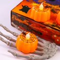 thumbnail image 1 of QIPOPIQ Halloween Pumpkin Tealights Candles with Spider Web Decor, LED Pumpkin Lights, Flame Less Candle Halloween Table Decorations Home Fireplace Party, 1 of 7