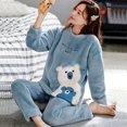 thumbnail image 1 of Conjuntos de pijamas de dibujos animados para mujer, ropa de dormir larga, cálida y gruesa, trajes de noche para niña, ropa de casa de lana Coral, Otoño e Invierno, 1 of 4