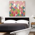 thumbnail image 2 of ARTCANVAS Pink Green Teal Yellow Triangles Modern Canvas Art Print - Size: 36" x 36" (1.50" Deep), 2 of 9