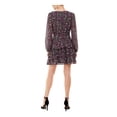 thumbnail image 2 of SPEECHLESS Womens Black Zippered Twist Front Ruffled Lined Floral Long Sleeve V Neck Mini Evening Fit + Flare Dress 13, 2 of 2