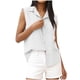 thumbnail image 3 of TaTaai Linen Style Sleeveless Blouse, Women's Lapel Shirt with Full Open Front, Pocket Detail Casual Summer Top Gift, 3 of 7