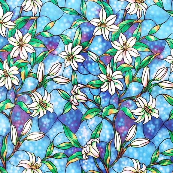 LKYICNHY 23.6" X 78.7" 3D Window Privacy Film, Stain Glass Decorative Window Film, Static Cling Non-Adhesive,Floral Design Window Stickers, Heat Blocking Window Tint for Home