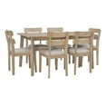 thumbnail image 1 of Linon Miles Seven Piece Upholstered Dining Set in Rustic Natural Wood Finish, 1 of 14