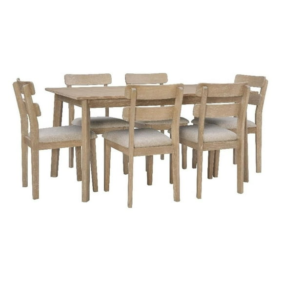 Bowery Hill Modern Wood Seven Piece Dining Set in Natural Brown