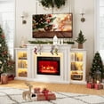 thumbnail image 5 of 72" LED Lights Electric Fireplace with Mantel, Fireplace TV Stand for TVs Up to 80",Modern Entertainment Center with Storage, Delicate Three-Dimensional Molding with Remote Control for Living Room, 5 of 9