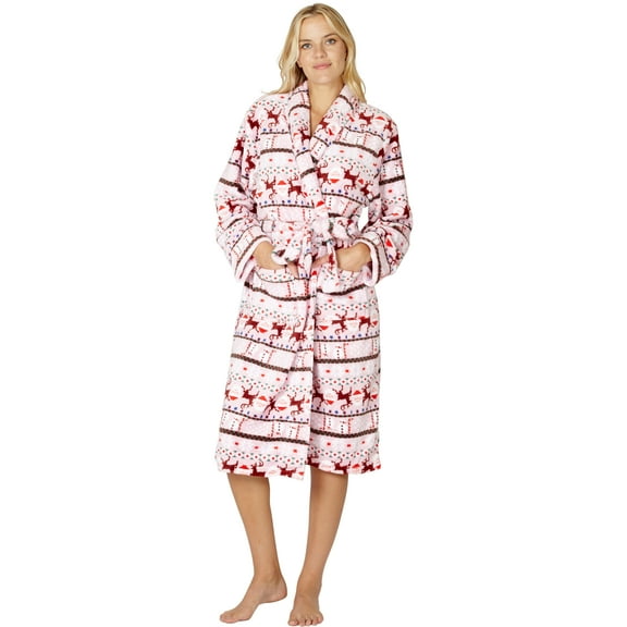 INTIMO Womens Reindeer Holiday Robe
