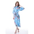 thumbnail image 2 of Mr & Mrs Right Women's Kimono Robe Long Robes with Peacock and Blossoms Printed Kimono Nightgown,Lake Blue,Plus, 2 of 3