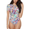 thumbnail image 1 of Balery Colorful Watercolor Dots Body de cuello redondo de manga corta para mujer Tops de manga corta Tops básicos-X-Large, 1 of 7
