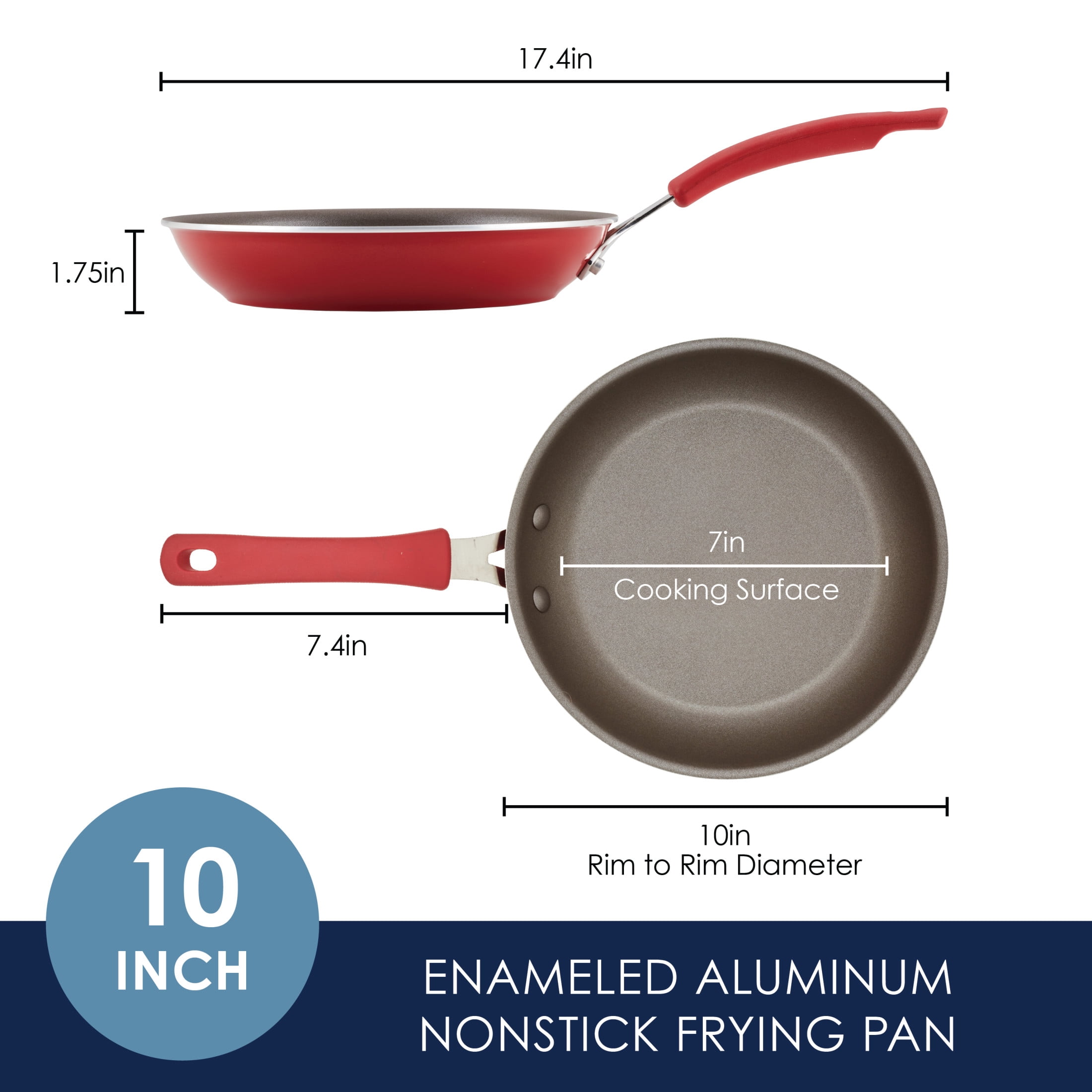 Rachael Ray Cook + Create Aluminum Nonstick Frying Pan, 10 inch, Red