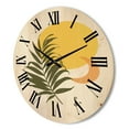 thumbnail image 3 of Designart 'Abstract Moon and Yellow Sun With Tropical Leaf I' Modern Wood Wall Clock, 3 of 5