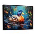 thumbnail image 2 of Designart "Fauvist Interpretation of Duck Pond II" Animals Framed Wall Art - Modern Farmhouse Blue Duck Living Room Framed Canvas Art, 2 of 6