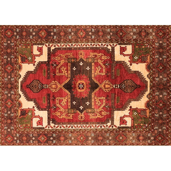 Ahgly Company Indoor Rectangle Persian Orange Traditional Area Rugs, 5' x 7'